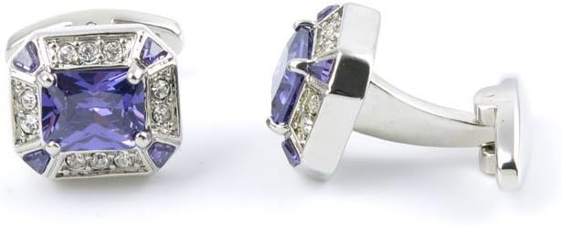 2 Pairs Gift Classic Cloth Wedding Cufflinks Cuff Links IDYE8 Carving Faceted Purple Crystal