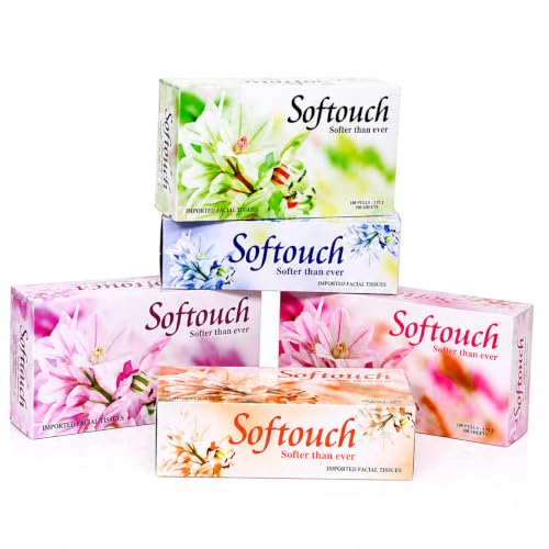 Softouch 2 Ply Face Tissue-100 Pulls Each Box (200 Sheets) Pack of 5-500-1000