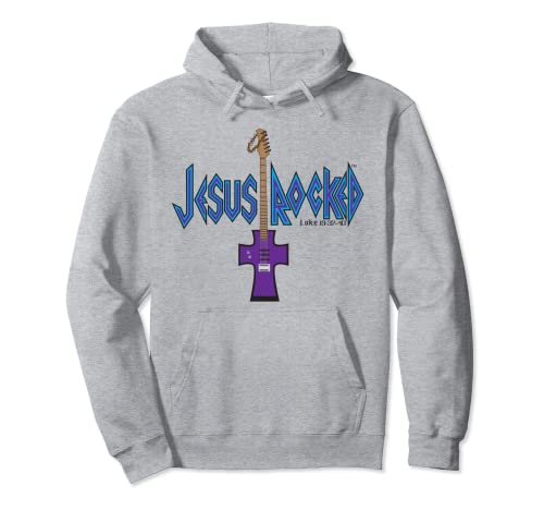 Jesus Rocked Christian Music by Jesus Surfed Apparel Co Pullover Hoodie