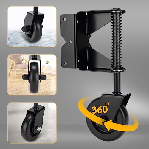 Image of Heavy Duty Gate Wheel for Wooden Gate, Spring Loaded Gate Caster Wheel, Farm Gate Wheel with 220 Lbs Capacity, 360 Swivel, for Left Gate