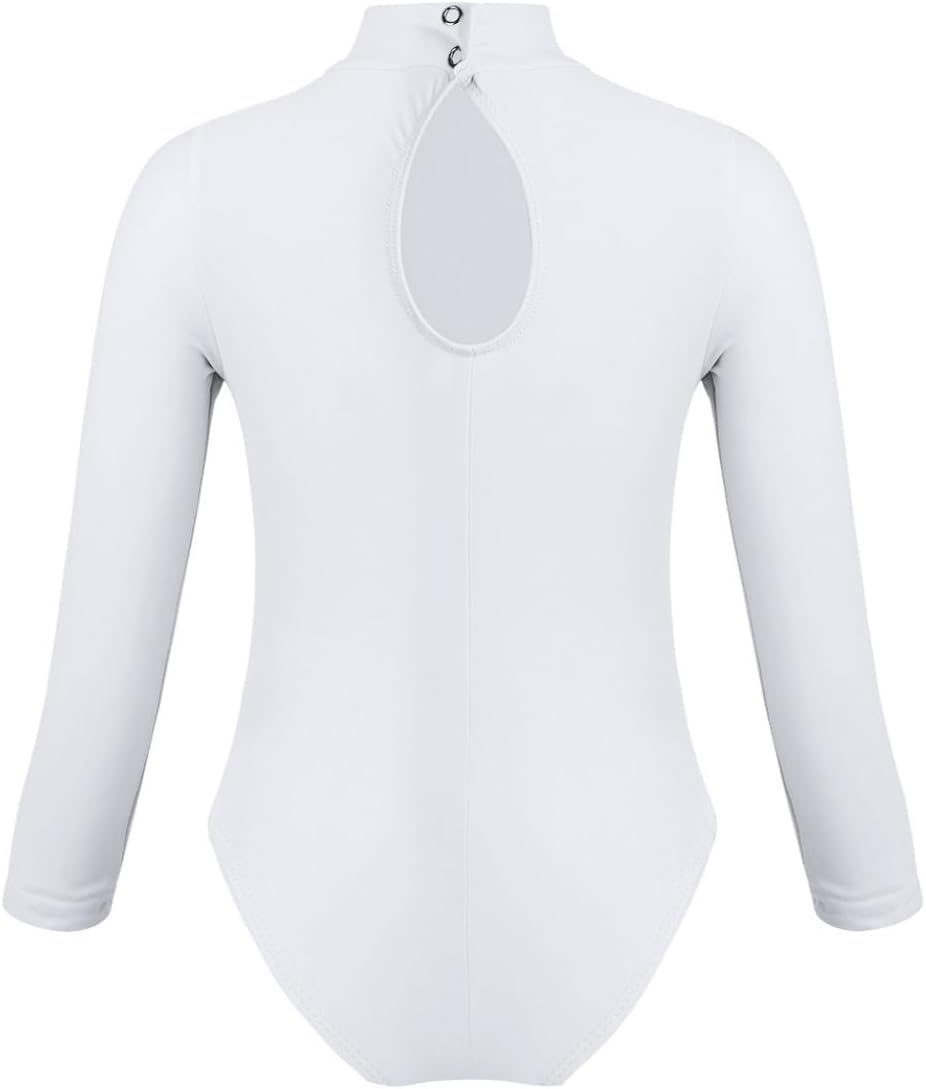 Kids Girls Basic Turtleneck Long Sleeve Leotard Gymnastics Ballet Dancewear for Toddler