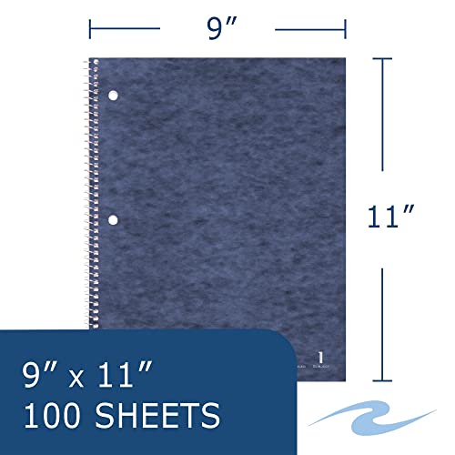 Roaring Spring Stasher One Subject Spiral Notebook, 11" X 9" 100 Sheets, Narrow Ruled , 3 Hole Punched, Cover Pockets, Assorted Cover Colors #TOP1