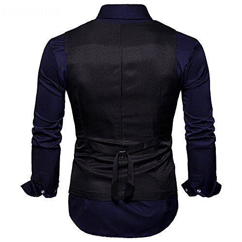 Cloudstyle Mens Vest Double Breasted V-Neck Slim Fit Formal Dress Vest Business Waistcoat3