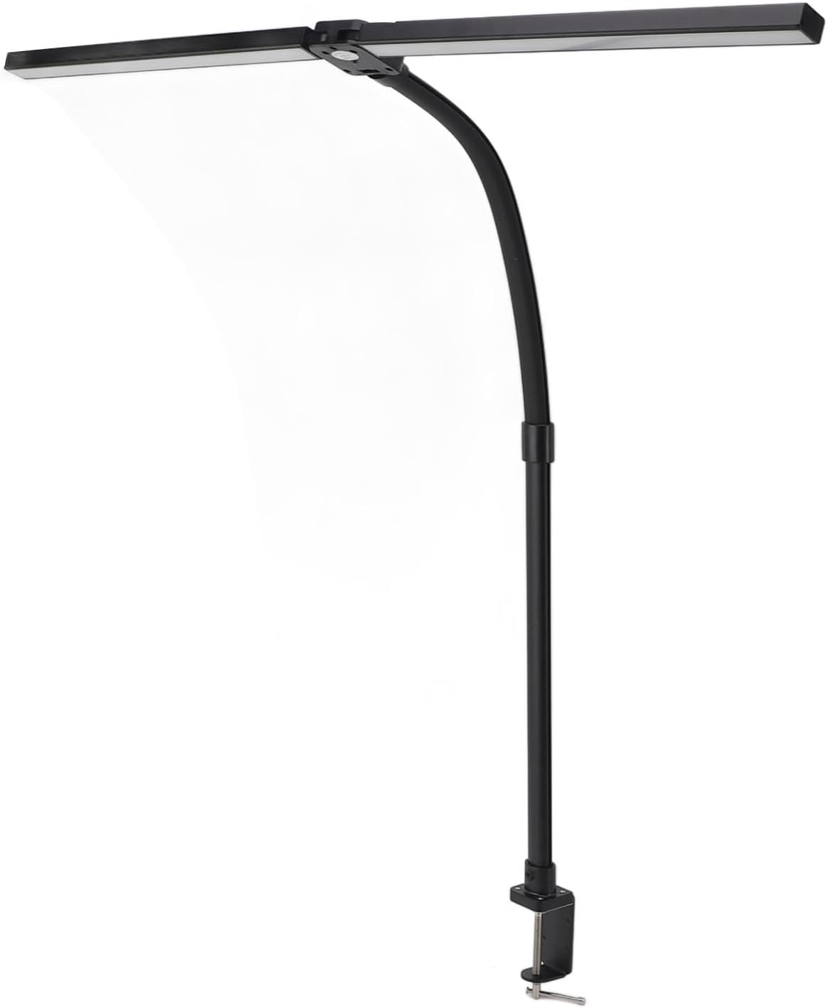 YWBL-WH 24W Double Head LED Desk Lamp Clamp Task Table Lamp Ultra Bright Gooseneck Desk Lamp with Remote Control, for Home Office, Study, Computer, Crafts, Gaming, Reading