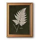 Bzstyleart Vintage Wall Art Decor Bedroom,Vintage Gold Framed Artwork,Fern Leaves Botanical wall Art Living Room,Canvas Picture Painting Room Decor Aesthetic,12 x 16 Inch