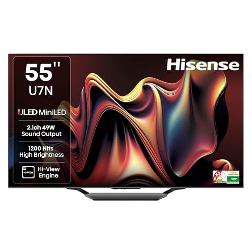 Image of Hisense 139 cm (55 inches) U7N Series 4K Ultra HD Smart QLED Mini LED TV 55U7N (Black)