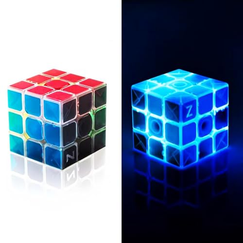 Cuberspeed Light up Fluorescent Speed Cube 3x3 Glow in Dark Luminous Magic Cube Puzzle Toy Brain Teasers IQ Puzzles Game Toys