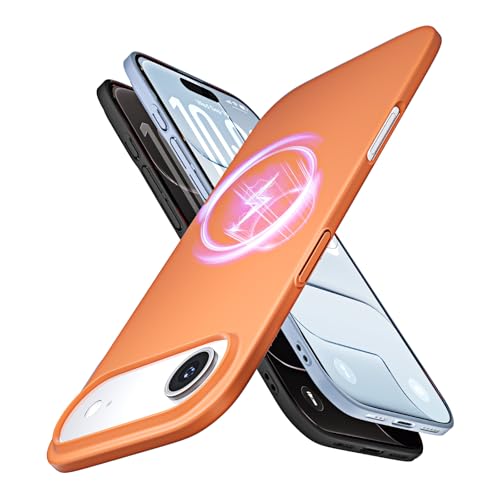 LISEN 超薄型 iPhone Air 用 ケース Magsafe対応 マット感 指紋防止 擦り傷防止 軽量PC素材 日常保護 ワイヤレス充電対応 ストラップホール付き アイフォンAir 携帯カバー 6.5インチ for あいふおんAir (コズミックオレンジ)