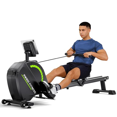 Dripex Vogatore con 16 Livelli di Resistenza Magnetica, Vogatore Professionale per Casa con Display LCD e App Bluetooth, Ultra Silenzioso, Stabile e con Portata Fino a 160 kg (Verde prato)