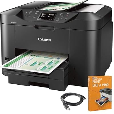 Canon MAXIFY MB2720 Wireless Color Photo Printer with Scanner, Copier and Fax Bundle with Deco Essentials Printer eBook + High-Speed 6FT USB 2.0 Printer Cable