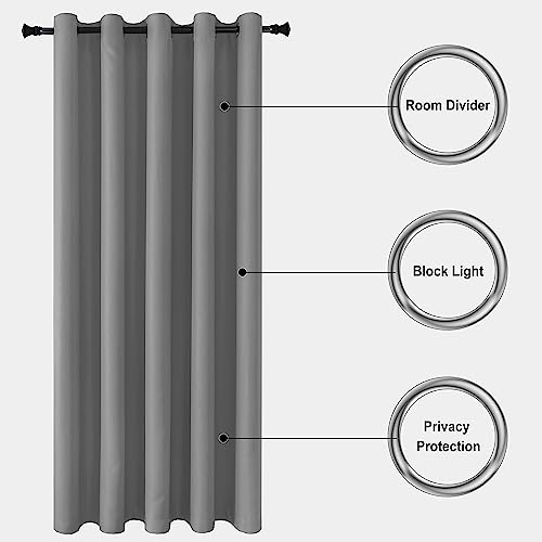 DWCN 1 Panel Wide Width Blackout Curtain Room Divider Curtains for Bedroom, Grey Door Curtains Blackout for Living Room, Apartment, Lounge, 80 x 84 inch Width by Length - Image 7