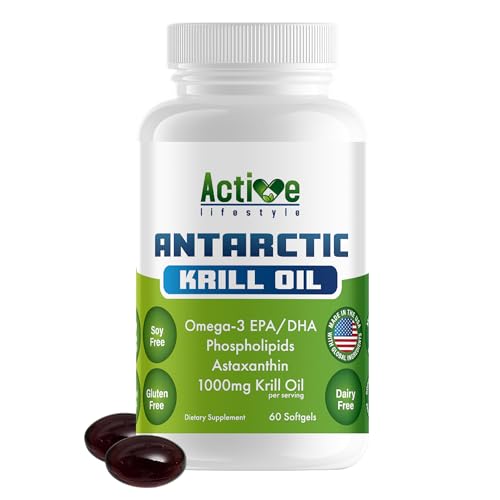 Active Lifestyle Antarctic Krill Oil Supplement, High Absorption EPA, DHA,