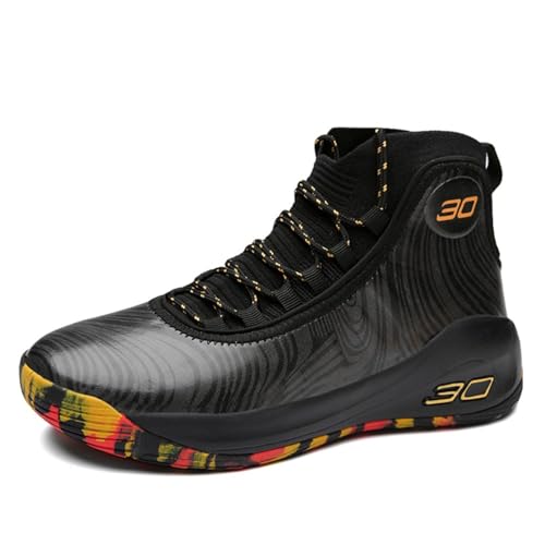Men's Breathable Mesh High Top Lace Up Basketball Shoes Cushioned Ankle Support Lightweight Soft Non-Slip Rubber Outsole for Indoor Outdoor Sports Training Running Tennis Volleyball (black,10)
