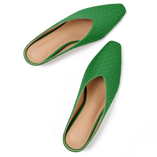 Image of Woven Mules for Women Slip on Comfortabke Metallic Slides Ladies Trendy Square Toe Hidden Wedge Mules