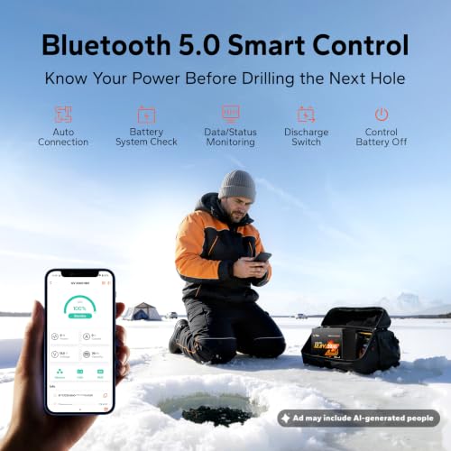 Image of LiTime 12V 30Ah Ice Fishing & Portable Bluetooth LiFePO4 Battery, 12 Volt Mini Self-Heating Lithium Battery, 4000+ Deep Cycle, Built-in BMS, Low-Temp Protection for Fish Finder, Kayak, Camping