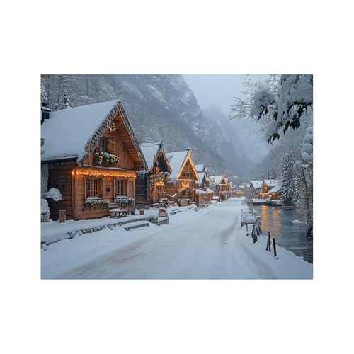 NEKAOEU(ネカオウ) クリスマス 絵画 美しいキャビンツリーの風景 キャンバスウォールアート プリント 冬の森の版画ワーク,ポスター キャンバス 装飾画 パネル, モダン リビング ベッドルーム 部屋飾り(白い)-20x30cm 額無し