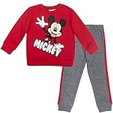 Disney Mickey Mouse Infant Baby Boys 2 Piece Set: Pullover Sweatshirt Jogger Pants Red/Gray 12 Months