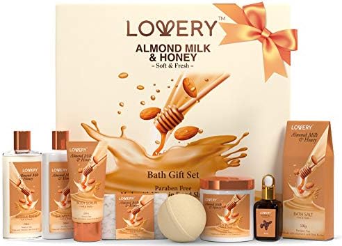 Mothers Day Bath Gift Set, Almond Milk & Honey Spa Kit, Shower Gel, Bath Bomb, Bubble Bath, Body Scrub, Salts, Body Butter, Jojoba Oil & Handmade Oatmeal Soap, Birthday & Holiday Gifts for Women & Men Mothers Day Bath Gift Set, Almond Milk & Honey Spa Kit, Shower Gel, Bath Bomb, Bubble Bath, Body Scrub, Salts, Body Butter, Jojoba Oil & Handmade Oatmeal Soap, Birthday & Holiday Gifts for Women & Men