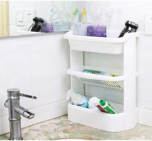 ABS Plastic Bathroom or Kitchen Storage Rack Shelf (White)