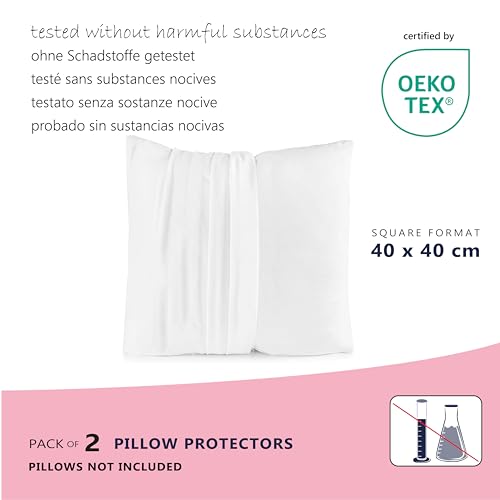 Twillie Set of 2 Waterproof Pillow Protectors 40 x 40 cm, Oeko Tex® Certified, Anti-Mite, Made in Europe - Image 3