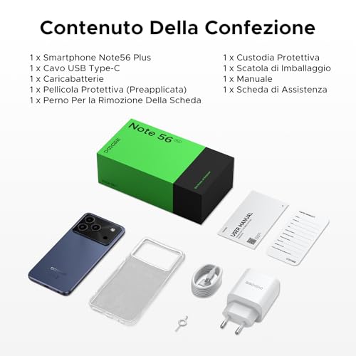 Doogee Note 56 Plus Android 16 Smartphone, 48GB+256GB/TF 2TB Telefono Cellulare, 50MP+8MP, 6150Mah Cellulari, 6.56" 90Hz Octa-Core Telefoni, Fingerprint/Face ID/4G Dual Sim/Widevine L1/NFC - Viola - 9