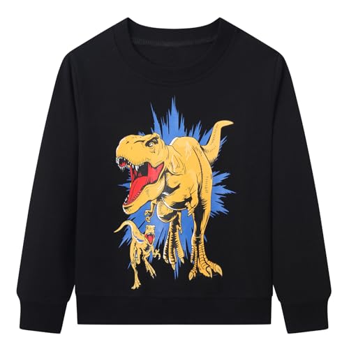Smazero Boy's Dinosaur Sweatshirts Cotton Long Sleeve Christmas Jumper Crew-Neck Pullover Sweat shirt Tops for Kids 3-4 Years