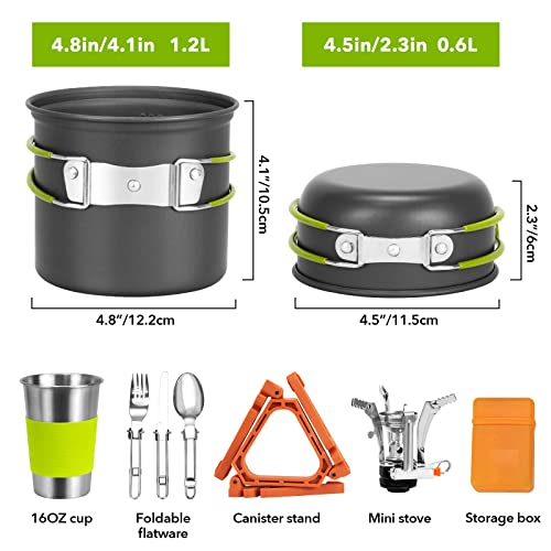 Rlrueyal Camping Cookware Backpacking Stove Canister Stand Tripod and Stainless Steel Camping Cup,Fork Spoon Kit for Hiking and Picnic,Camping Cooking,Backpacking Gear,Mess kit. - Image 2