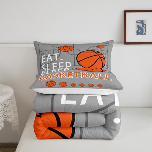 Image of Feelyou Basketball Comforter Set Grey Bedding Twin Size for Kids Teens