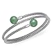 Sterling Silver Natural Jade Mesh Link Bangle Bracelet