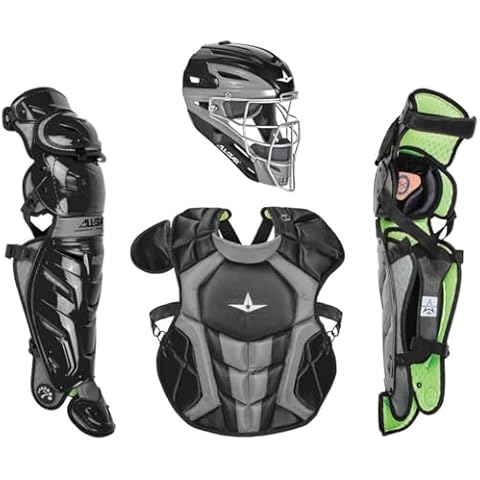 All-Star S7 Axis Ages 9 to 16 - Baseball Catching Equipment Kit (Includes Helmet, Chest Protector, Leg Guards), Meets NOCSAE (Black, Ages 9-12) Cover