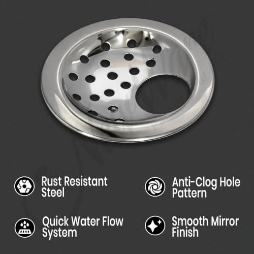 Image of NEW WARE 4 Inch Round Stainless Steel Floor Drain Chrome Finish Bathroom Jali Water Drain Grating Anti Clog Rust Resistant Floor Trap Cover for Bathroom Kitchen Balcony Heavy Duty Durable Pack of 1