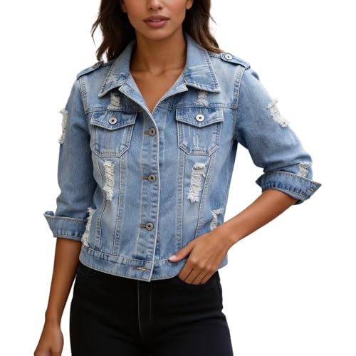 Genérico chaqueta marrón chocolate mujer, Chaqueta Mujer Primavera Moda Abrigos Talla Grande Cazadora Elegante Cazadoras Invierno Chaqueta Primavera Chaquetas Ligera Entretiempo Casual Azul claro S