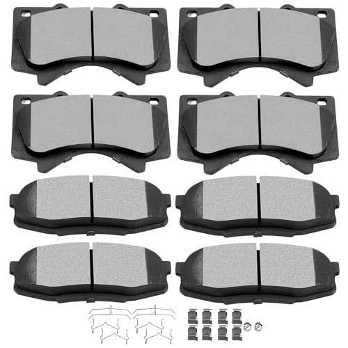 Image of SCITOO D1303 D1304 Front Ceramic Rear Semi-Metal Disc Brake Pad Set 8PCS | Fit For Lexus For LX570 2008-2011 2013-2021,For Toyota For Land Cruiser 2008-2011 2013-21,For Sequoia,For Tundra; w /Hardware
