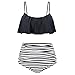 Produktbild Bikini-Set, LANSKIRT Damen Retro Stil Polka-Punkt mit Hoher Taille Badeanzug Bikini Set (S, Schwarz)