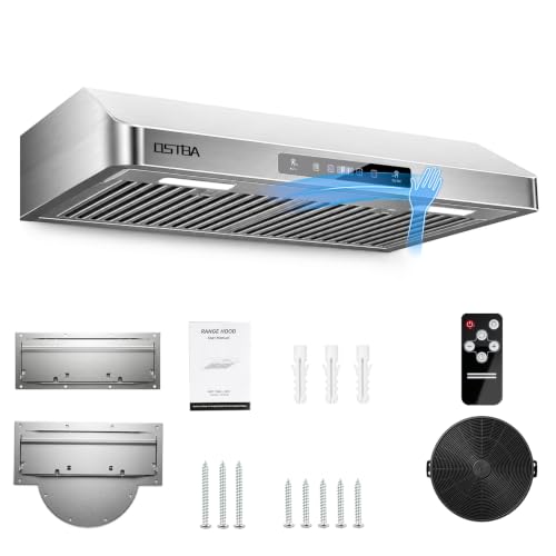 OSTBA 30" Under Cabinet Range Hood, 750 CFM Kitchen Vent Hood, 3 Fan Speeds