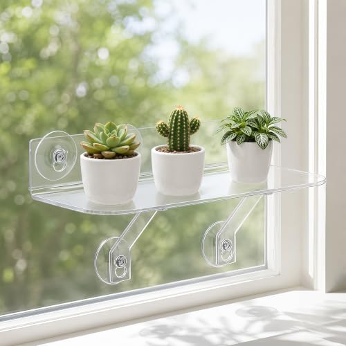 ZHIHANDA Window Shelf for Plants, 15in Clear Acrylic Window Plant Shelf