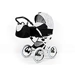 Lux4Kids Retro Kinderwagen 3 in 1 Komplettset mit Autositz Buggy Megaset Marget Black Dots 2in1 ohne Autositz