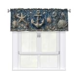 Ecixzyo Nautical Valance Curtain Window Valance Treatment Decor Small Window Curtains for Bedroom Kitchen Bathroom Living Room 1 Panel 54x18in