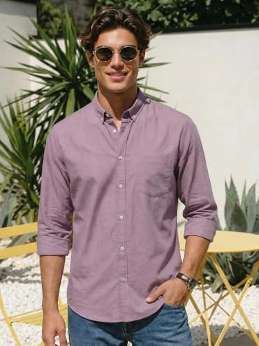 Image of Urbano Fashion Men's Cotton Full Sleeve Regular Fit Solid Oxford Shirt with Button-Down Collar