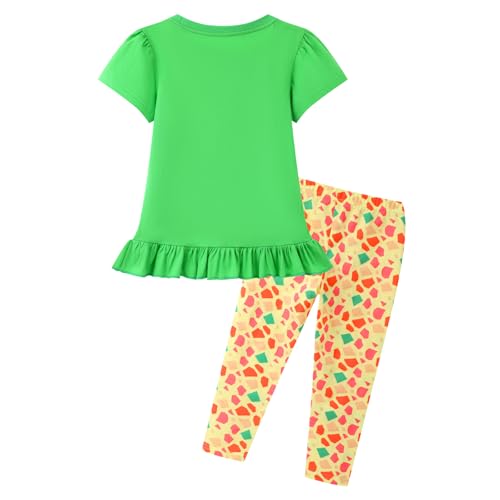 Image of HILEELANG Toddler Girl Easter Outfit Spring Summer Cotton Leggings Pants Tees Shirts Clothing Sets