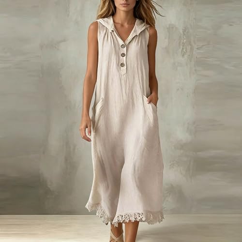 Robe d'été longue décontractée en lin fluide et robe de fête