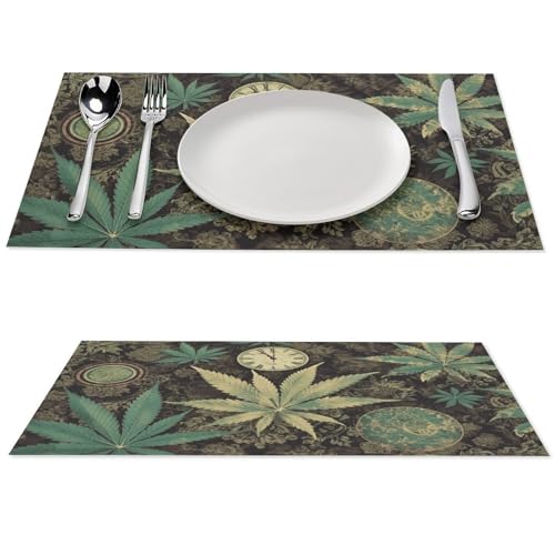 Juego de 1 mantel resistente al calor para mesa de comedor, mantel lavable de PVC, mantel de marihuana, mantel antideslizante tejido para cocina, decoración de fiesta
