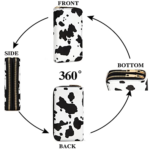 Cow Print Wallet for Women Money Organizers Western Purse Cow Stuff Gifts Double Zipper Ladies Large Capacity Card Cases4