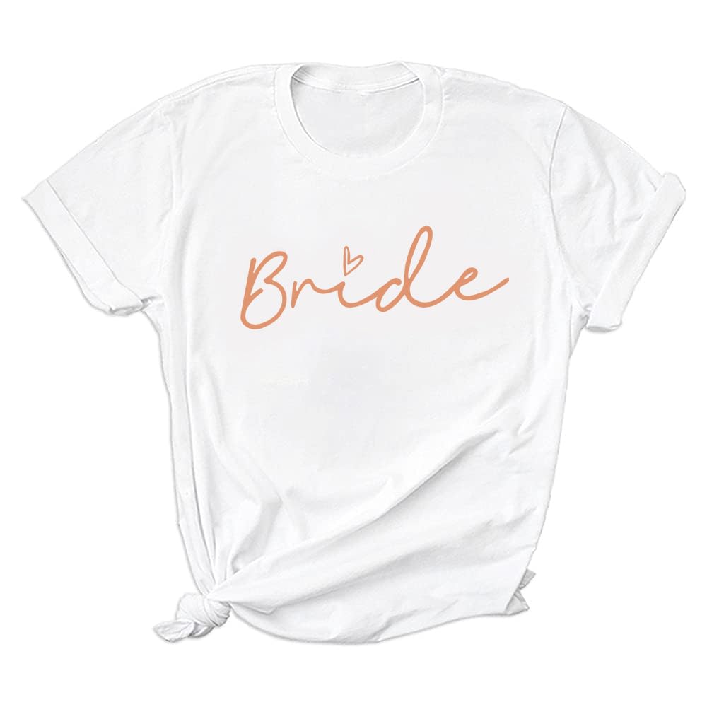 Wood Meets Color T Shirt Team Braut, Tshirt Frauen, Junggesellenabschied T-Shirt, Brautjungfer Tshirt(Bride Weiß M)