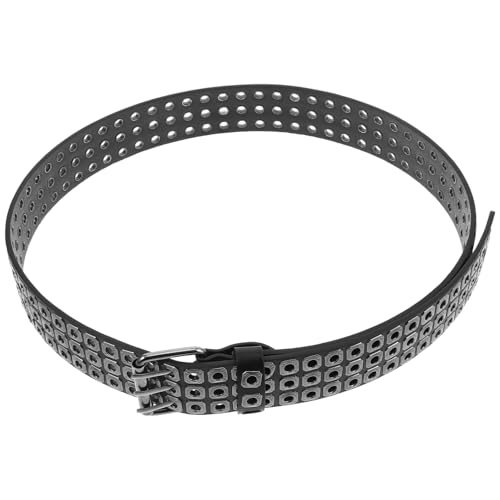 1piece Fashion Punk Style Pu Leather Belt for Men Women Multi-hole Design for Casual Wear Parties Daily Outfits Breathable Hollow Style for Comfort Hot Weather