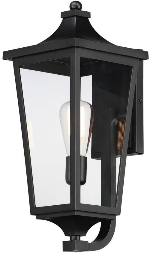 Maxim Lighting Sutton 19" 1-Light Wall Sconce | Black Finish | Clear Clear Shade | Transitional Indoor Light Fixture | Ideal for Hallways, Bedrooms & Bathrooms | Dimmable Wet Rated | 40233CLBK