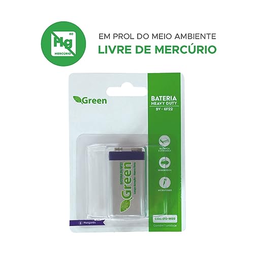 GREEN Bateria 9v 6f22 Manganês Heavy Duty - Branca