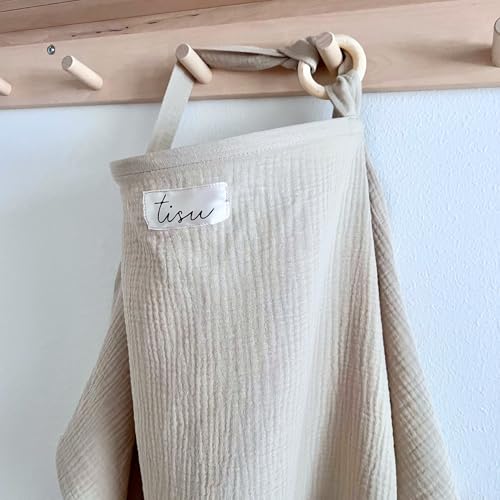 Image of Nursing Cover for Baby Breastfeeding & Pumping | Multi Use Car Seat Stroller Cover | Breathable Soft Muslin Cotton | Breast Feeding Apron & Shawl by TISU (Oat Beige (Neutral))