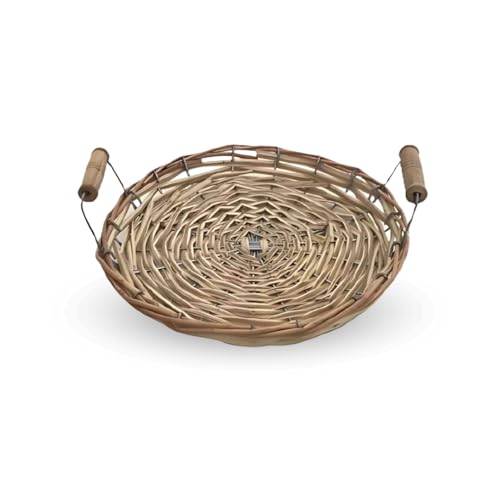 PARENCE.- Plateau en Osier Rond avec Deux Anses – Diamètre 22 cm