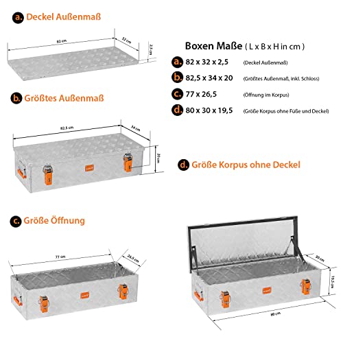 alubox Werkzeugkiste Riffelblech ABX-RL48 Aluminium 1,5mm Werkzeugkiste leicht und robust 48 Liter